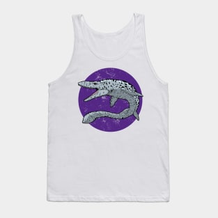 Mosasaurus on Purple Circle Tank Top